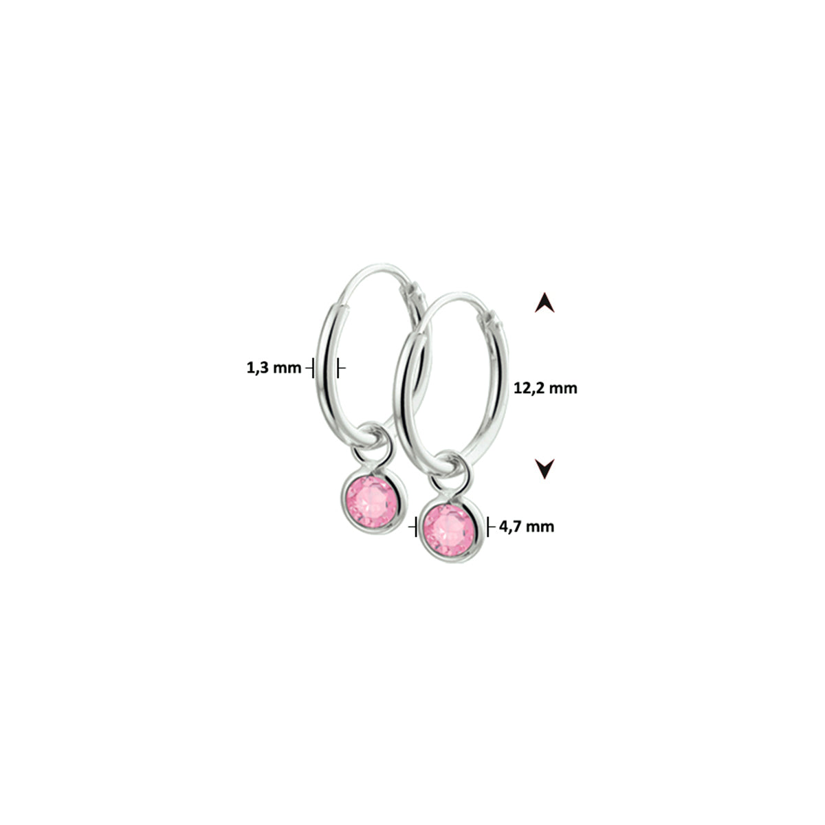 oorringen roze zirkonia zilver wit
