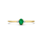 Ring Trilogie Smaragd und Diamant 0,006 ct h p1 14 K Gelbgold