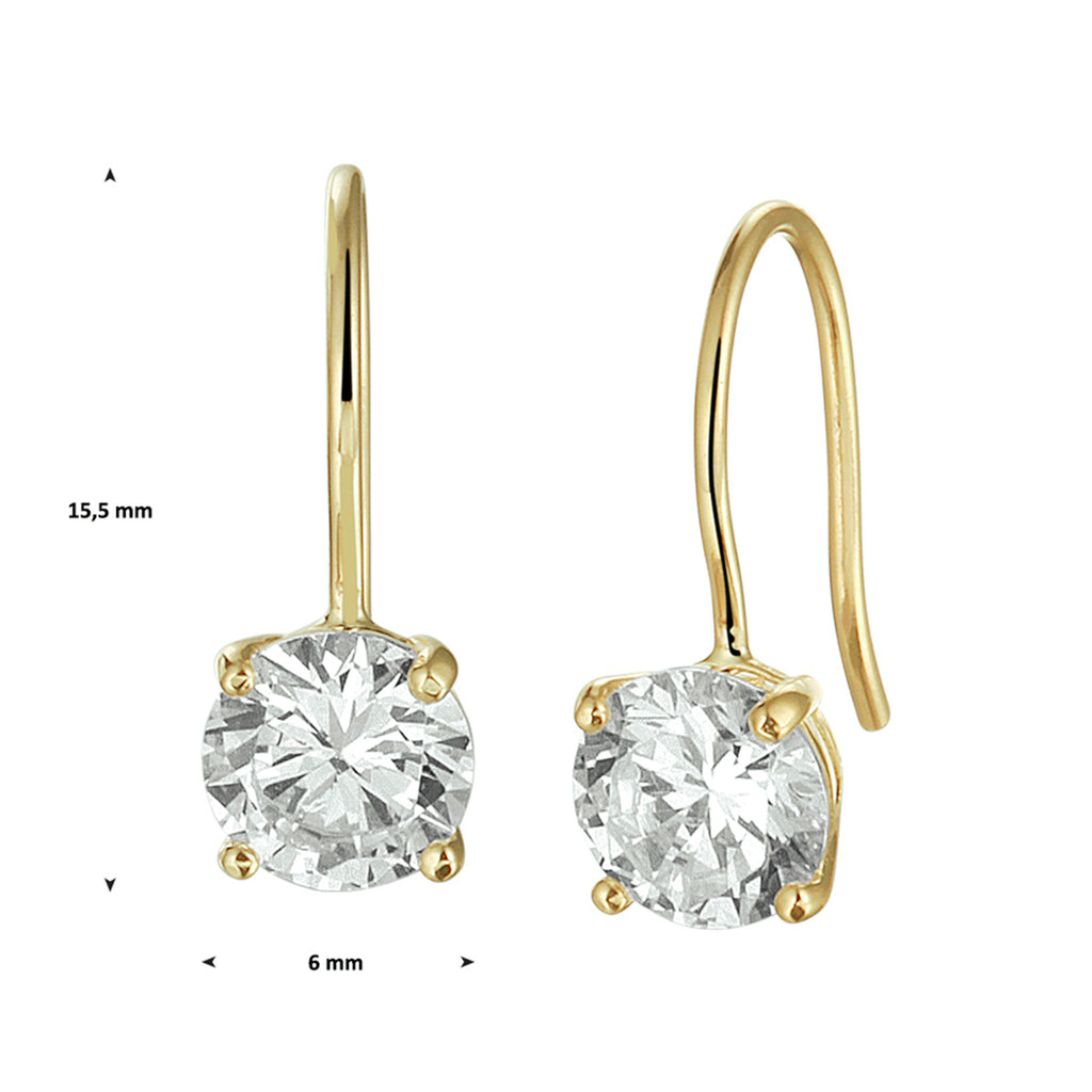 Ohrringe Zirkonia French Hook 14K Gelbgold