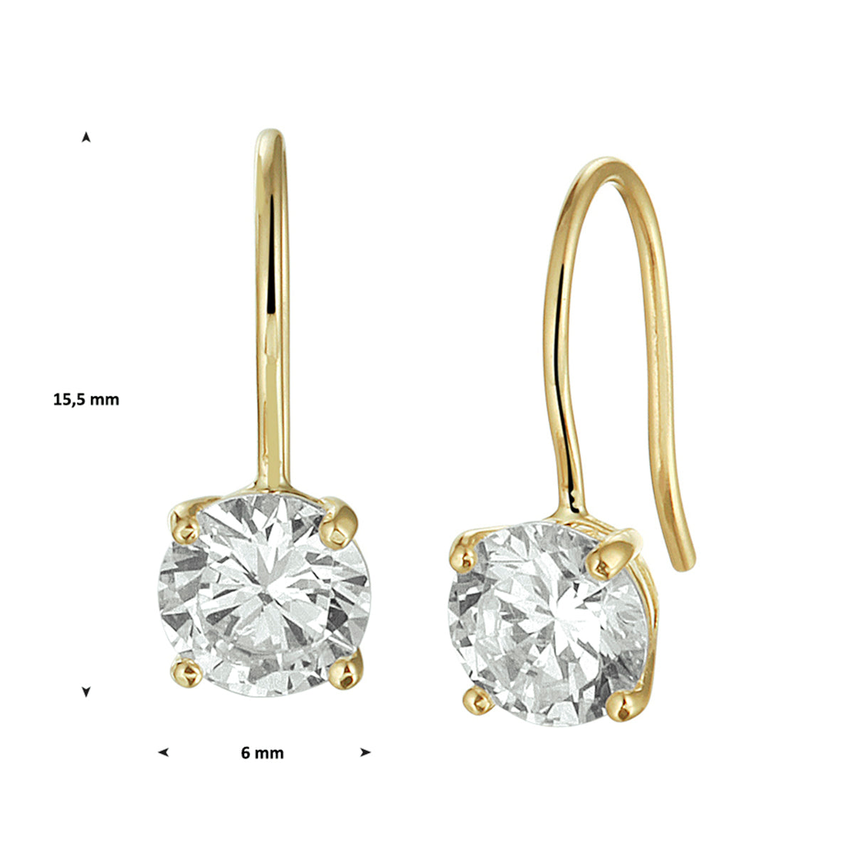 Ohrringe Zirkonia French Hook 14K Gelbgold
