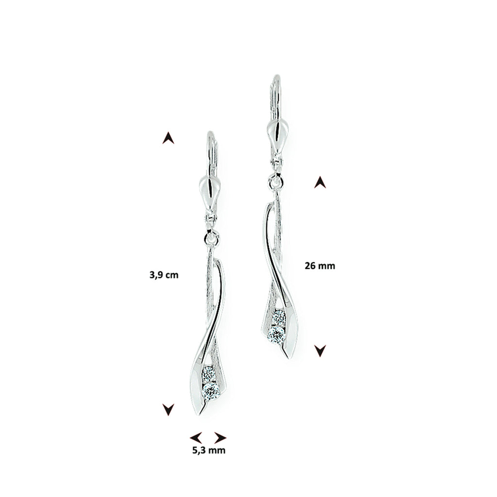 Ohrringe Zirkonia Poly/matt Brisur Haken Silber weiß