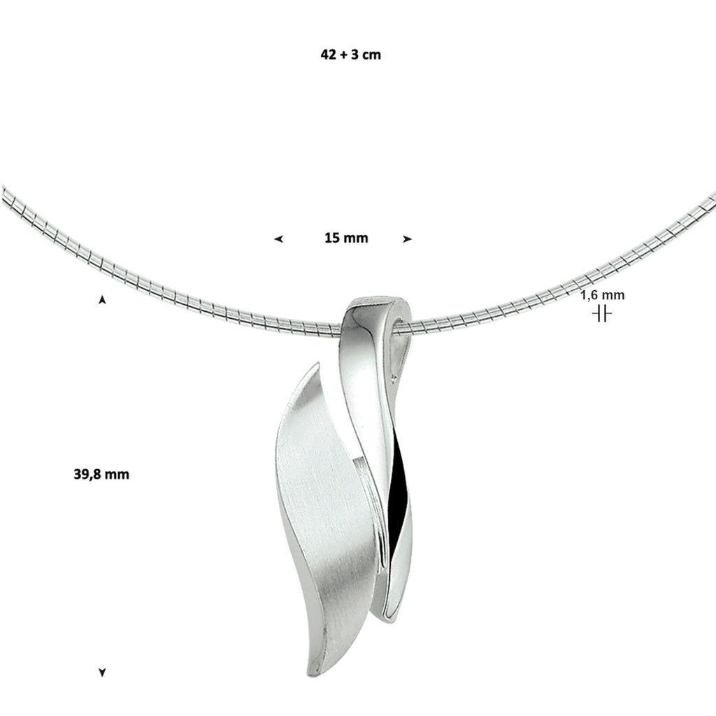 Halskette Poly/matt 42 + 3 cm Silber rhodiniert