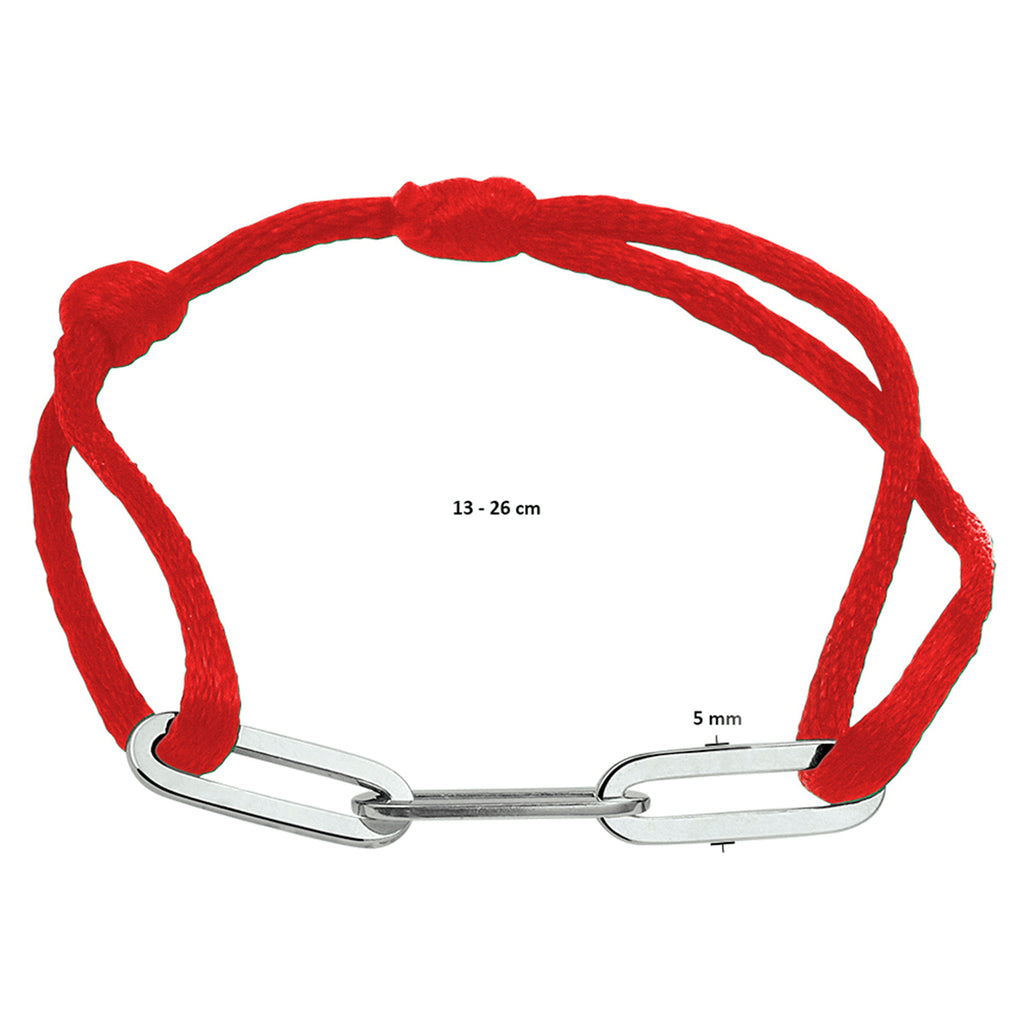 Armband Satin rot 13 - 26 cm rhodiniert Silber mit Gummi/Nylon/Leder