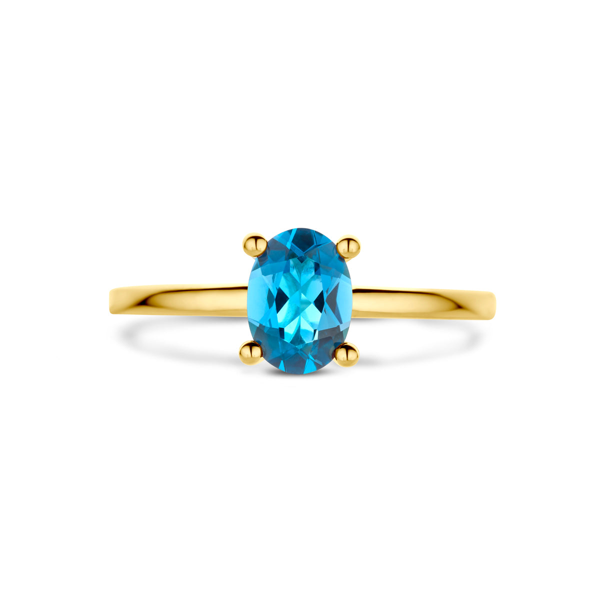 ring london blue topaas 14K geelgoud