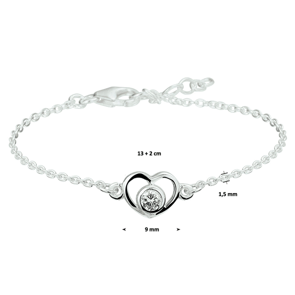 Armband Herz Zirkonia 13 - 15 cm silber weiß