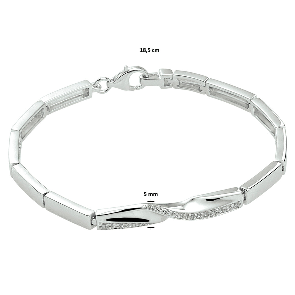 Armband Zirkonia 18,5 cm Silber rhodiniert
