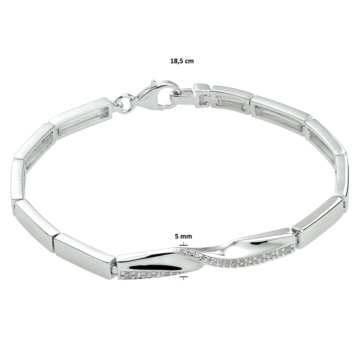 Armband Zirkonia 18,5 cm Silber rhodiniert
