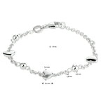 Armband Herzen 11 - 13 cm Silber rhodiniert