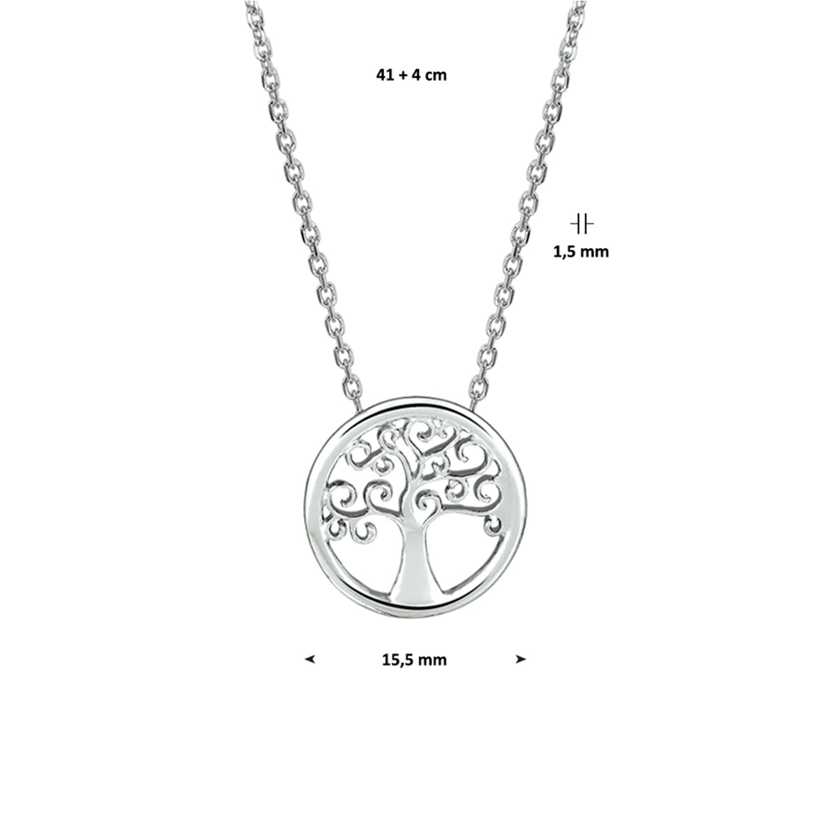 Lebensbaum Halskette 1,5 mm 41 + 4 cm Silber rhodiniert