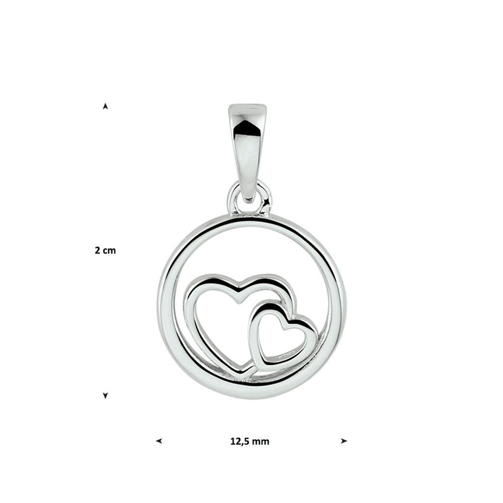 hanger rondje en harten zilver gerhodineerd