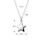collier hanger ster 41 + 4 cm zilver wit
