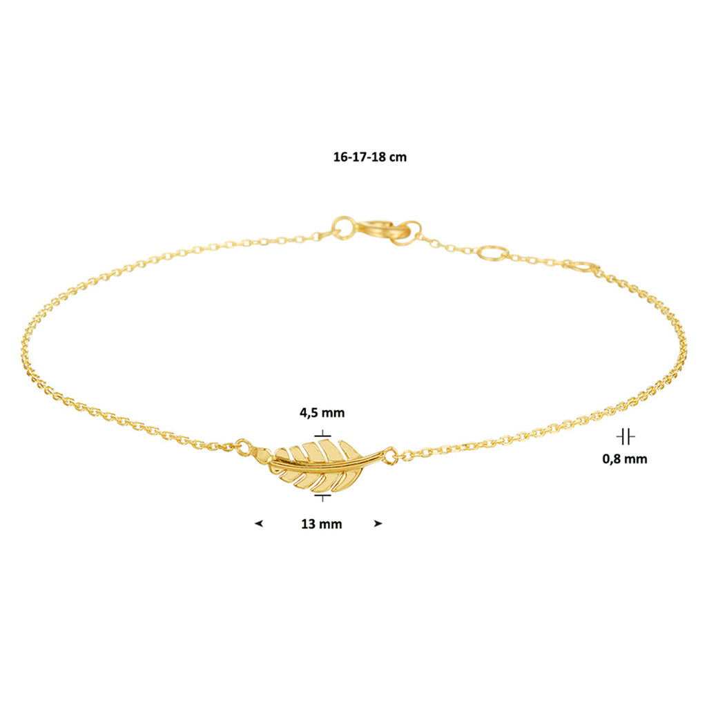 Armband Feder 0,8 mm 16 - 17 - 18 cm 14K Gelbgold