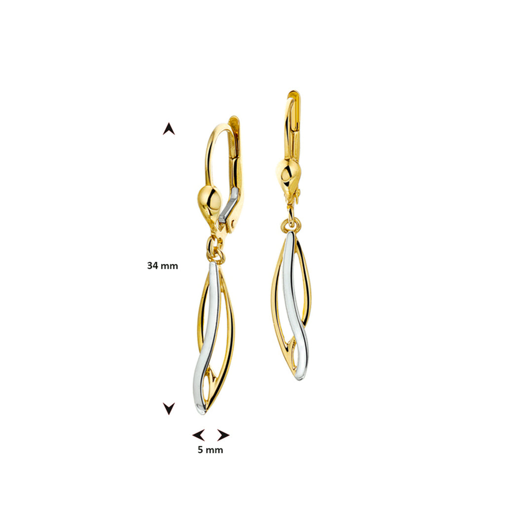 oorhangers brisur haak bicolor gestift 14K geelgoud