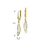 oorhangers brisur haak bicolor gestift 14K geelgoud