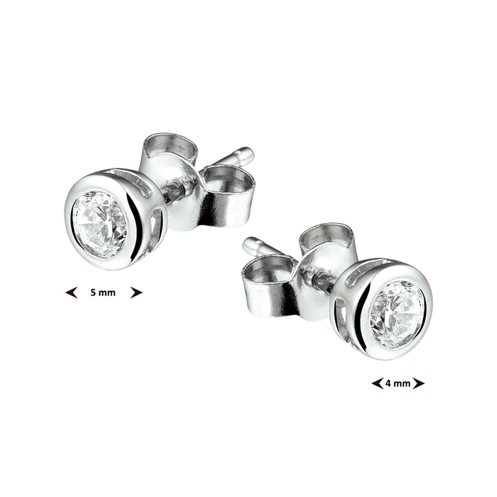 oorknoppen zirkonia zilver gerhodineerd