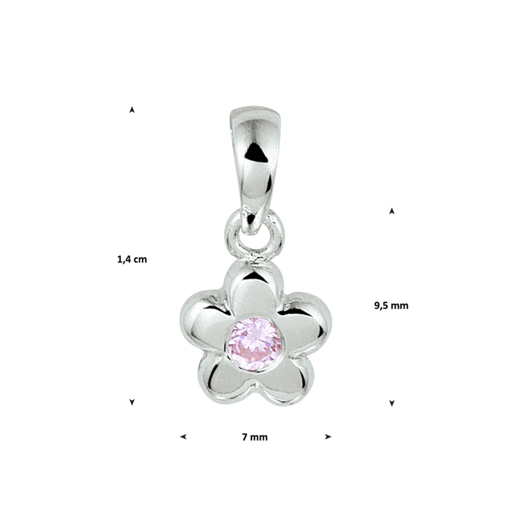 Anhänger Blume rosa Zirkonia Silber rhodiniert