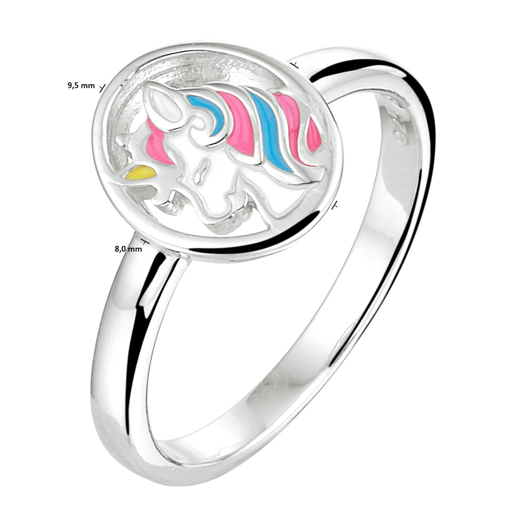 Ring Einhorn Emaille Silber rhodiniert