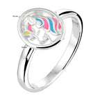 Ring Einhorn Emaille Silber rhodiniert