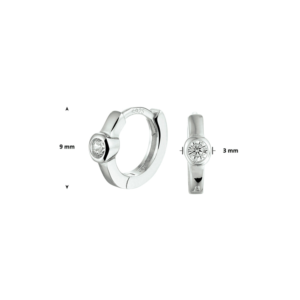 klapoorringen zirkonia zilver gerhodineerd