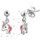 Ohrringe Einhorn Emaille Silber rhodiniert