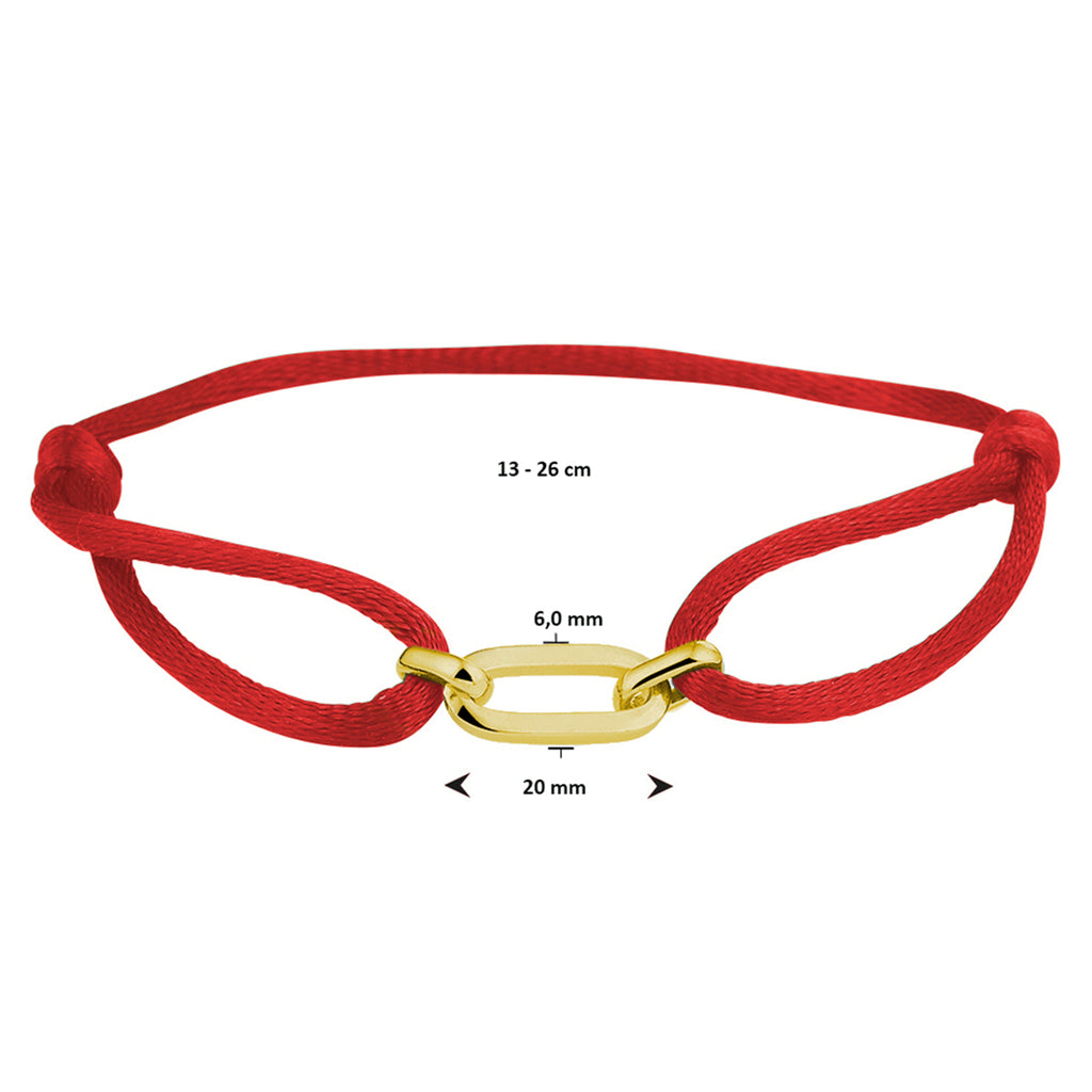 Armband Satin rot 13 - 26 cm vergoldet (mit Gummi/Nylon/Leder)