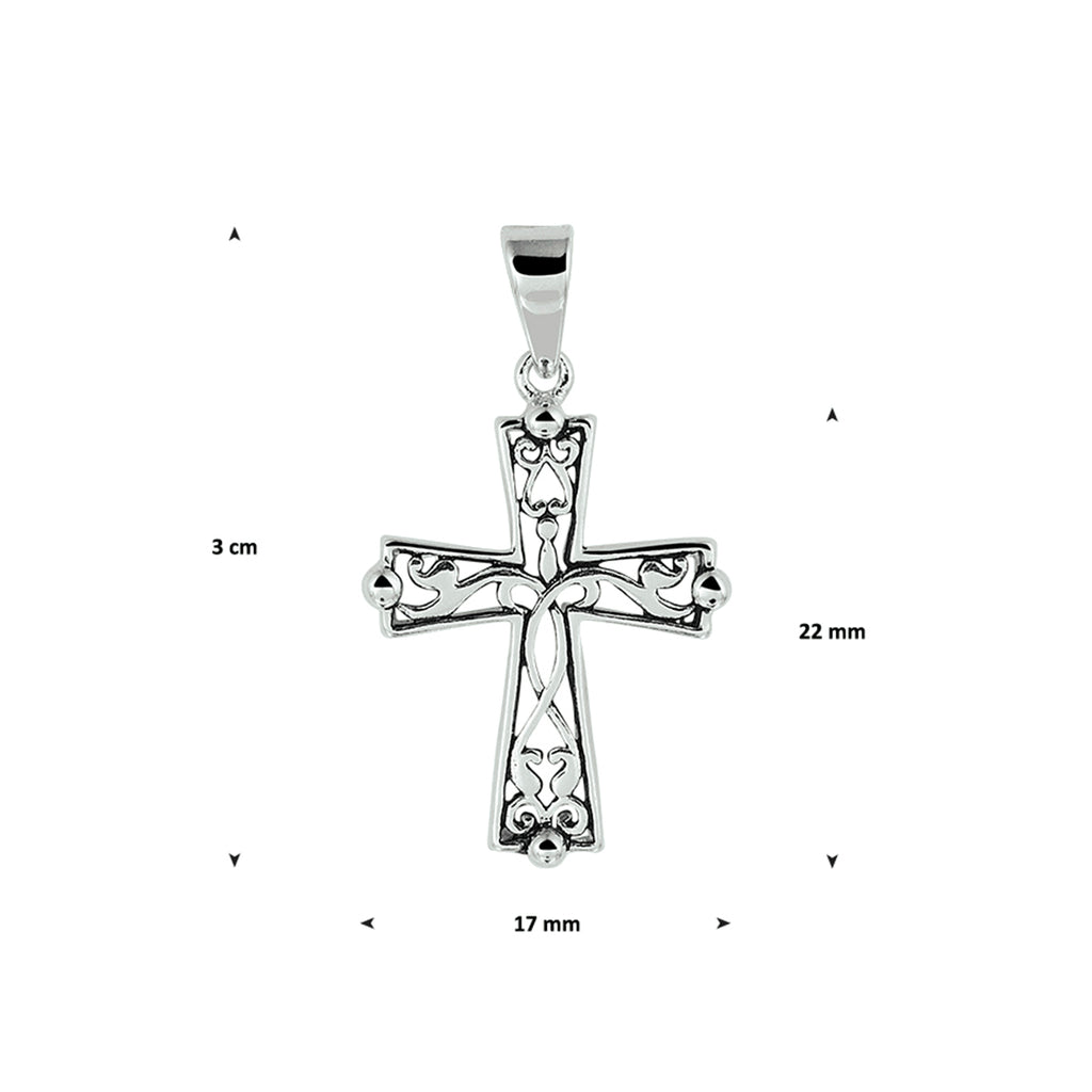 hanger oxi kruis zilver geoxideerd