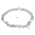 Gravurarmband Gourmette 6-seitig geschliffene Platte 7,0 mm Silber rhodiniert