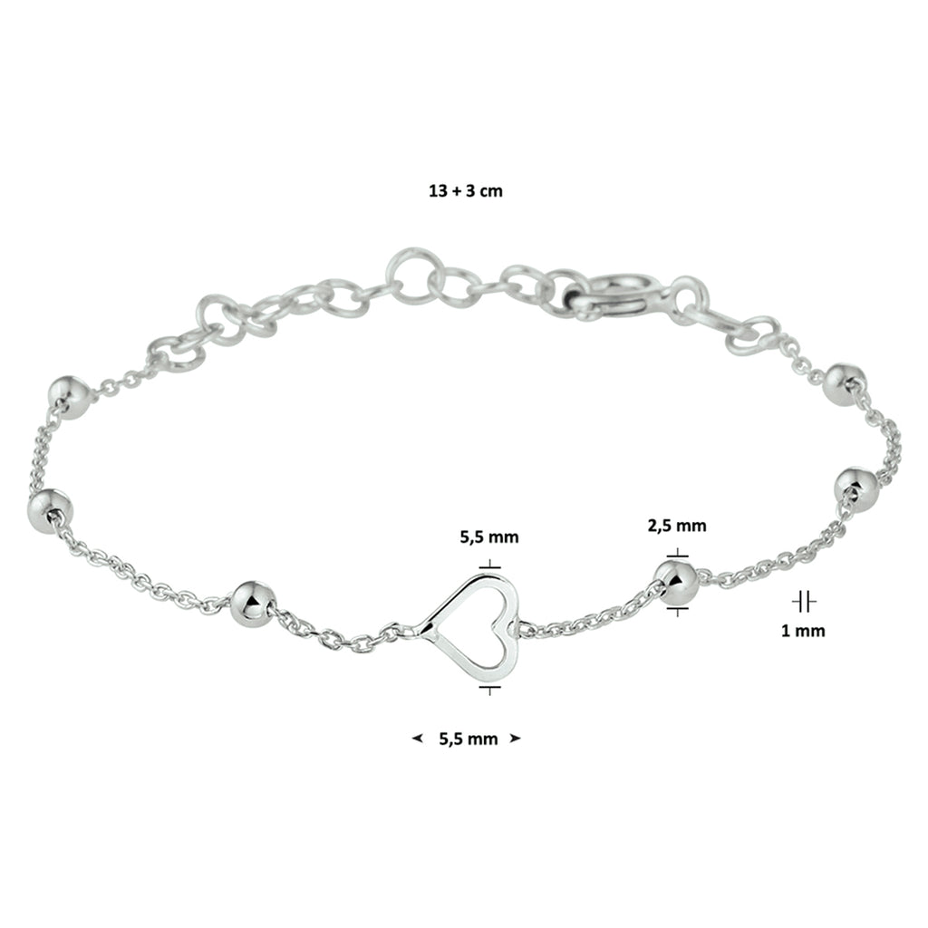 Armband Herz Silber rhodiniert