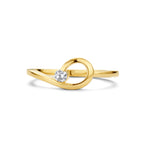ring zirkonia 14K geelgoud - druppel/komma/pegel