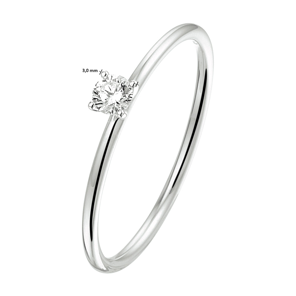 ring diamant 0.10ct h si 14K witgoud met palladium