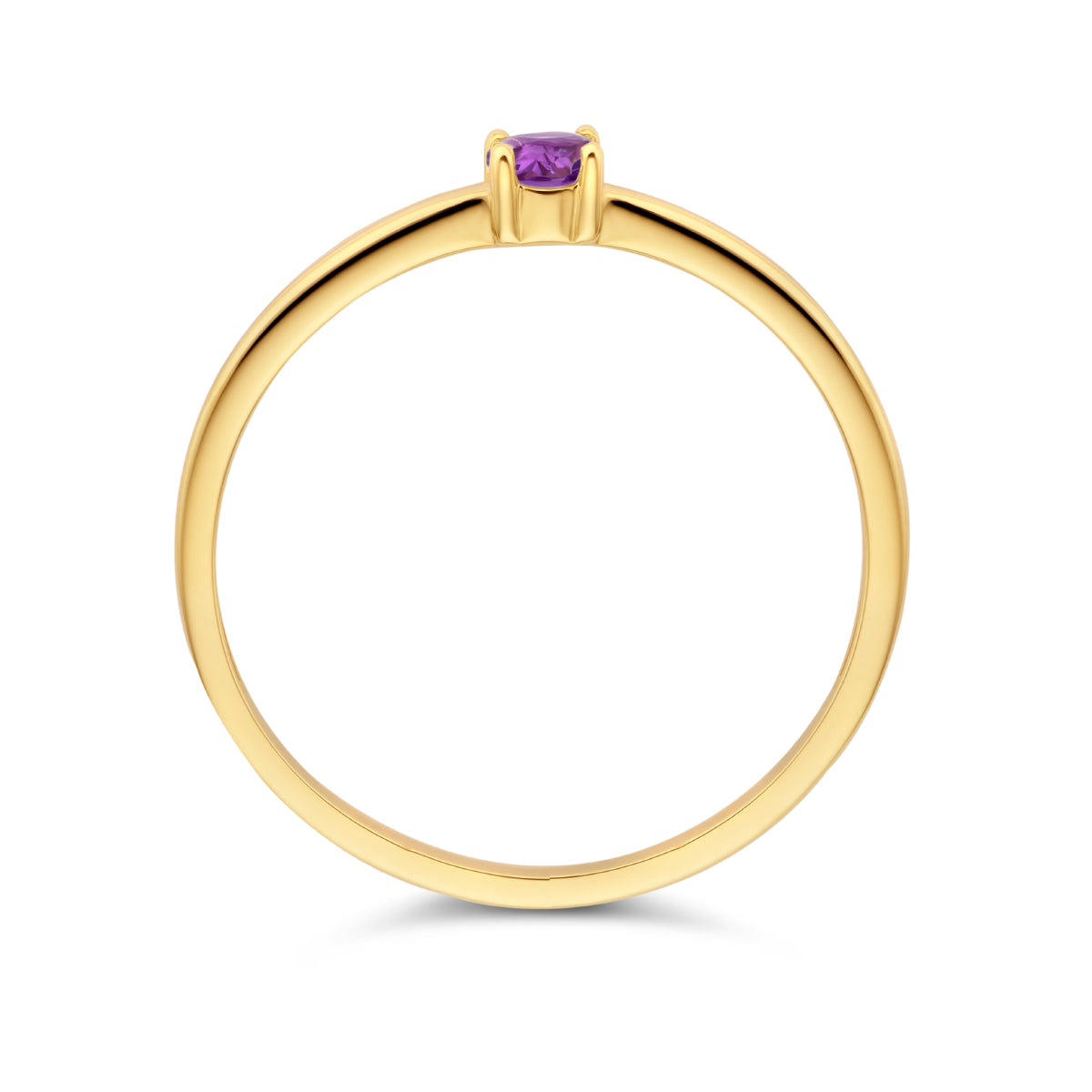 Ring mit Geburtsstein Amethyst Februar 14K Gelbgold
