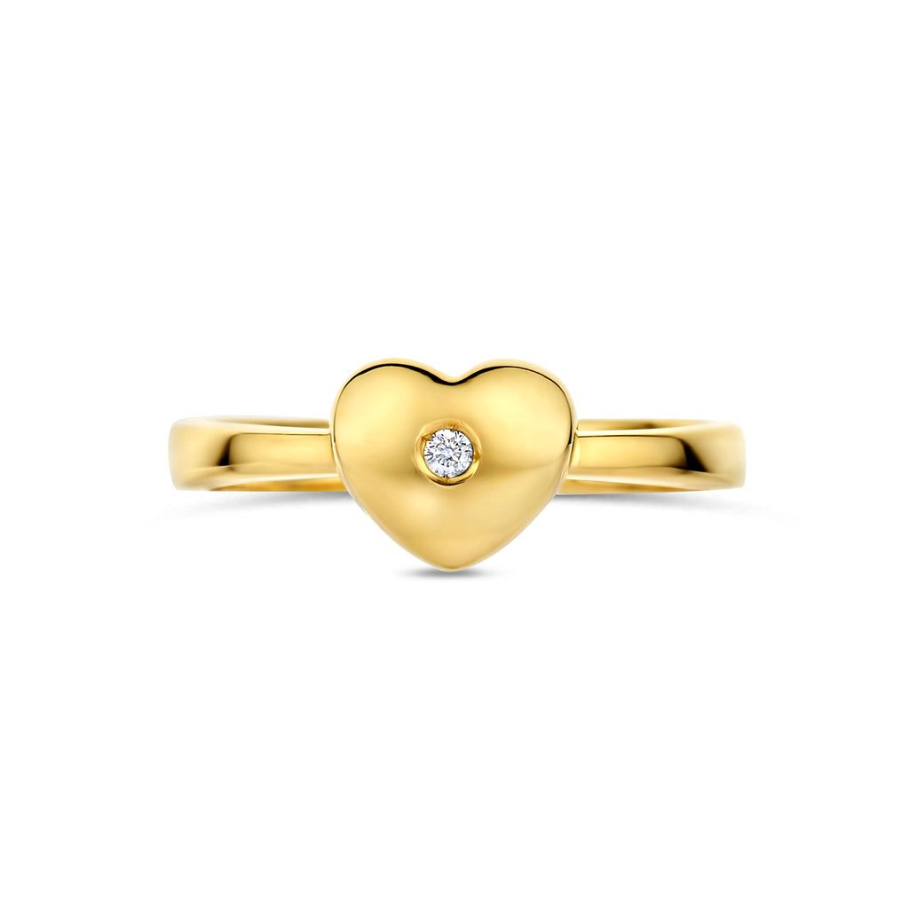 Ring Herz Lab-grown Diamant 0.01ct G VS 14K Gelbgold