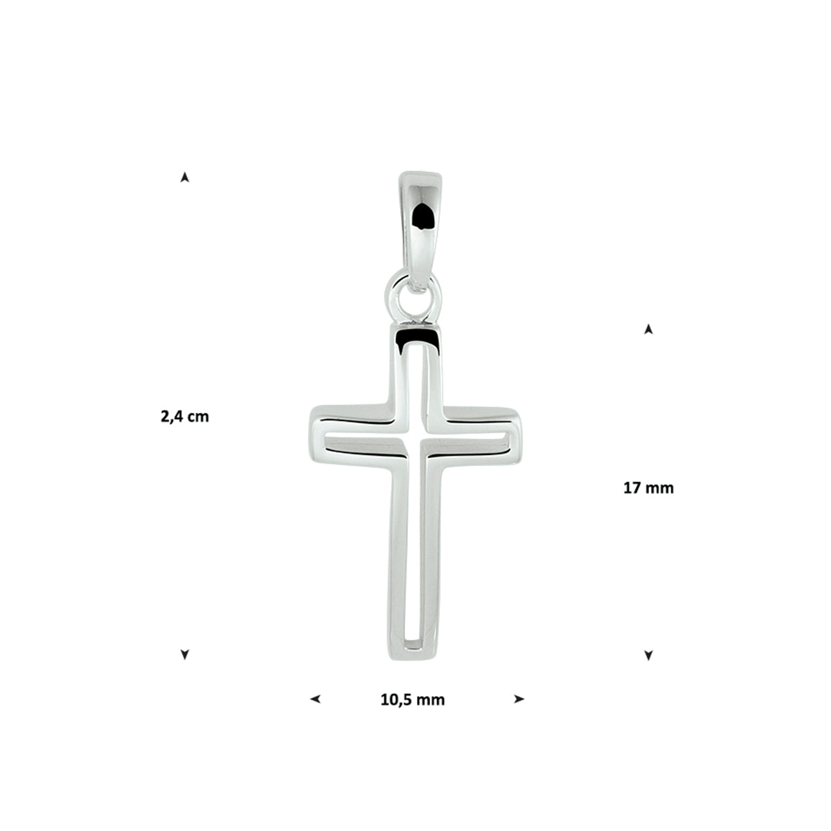 hanger kruis zilver gerhodineerd