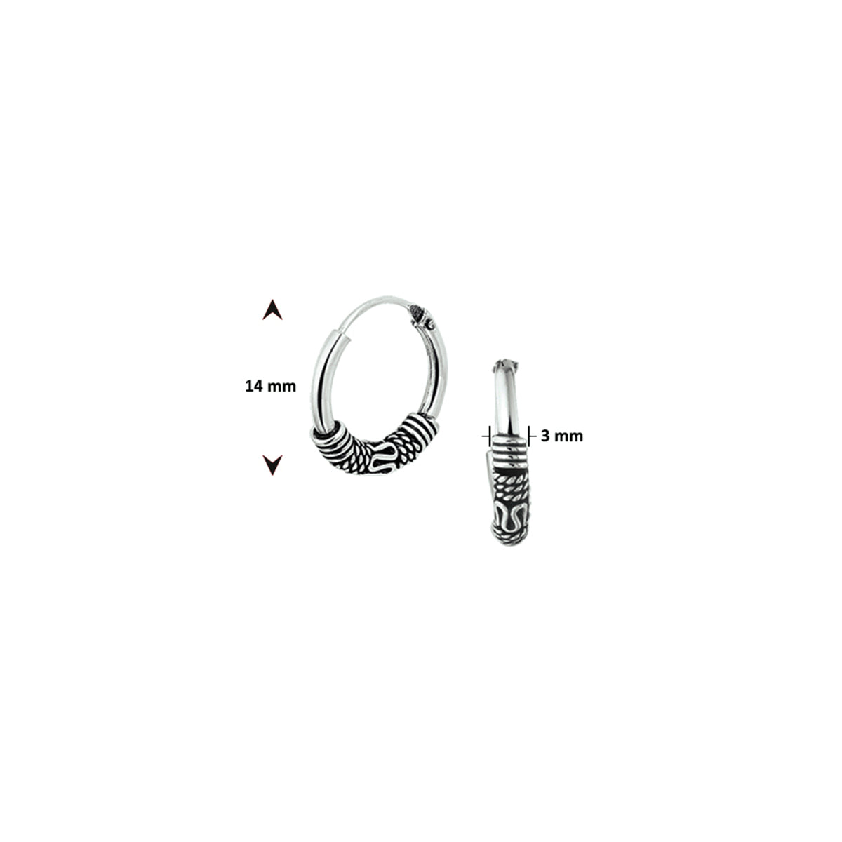 Ohrringe Oxi Bali 3,0 mm Silber oxidiert