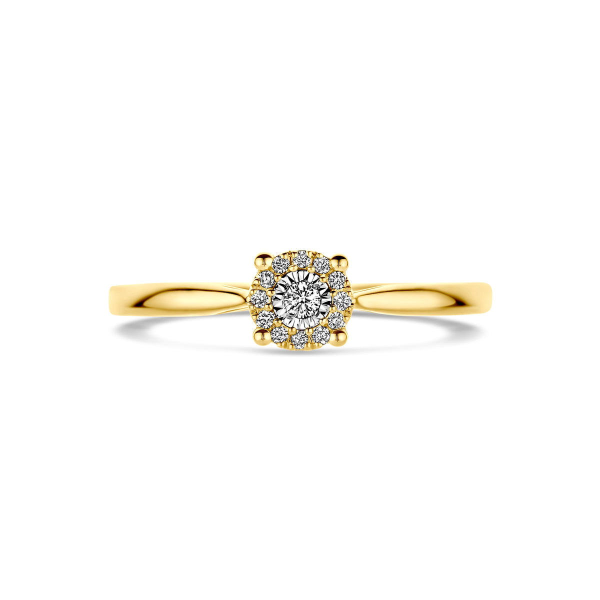 ring diamant 0.07ct h si 14K bicolor goud geel/wit