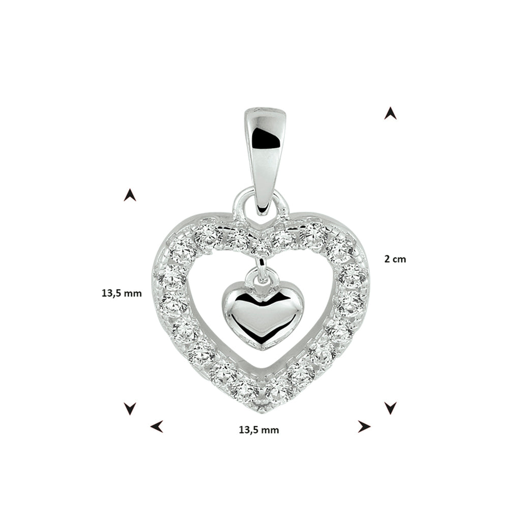 hanger hart zirkonia zilver gerhodineerd