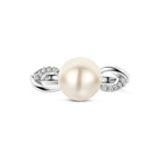 Ring Perle und Zirkonia Silber rhodiniert