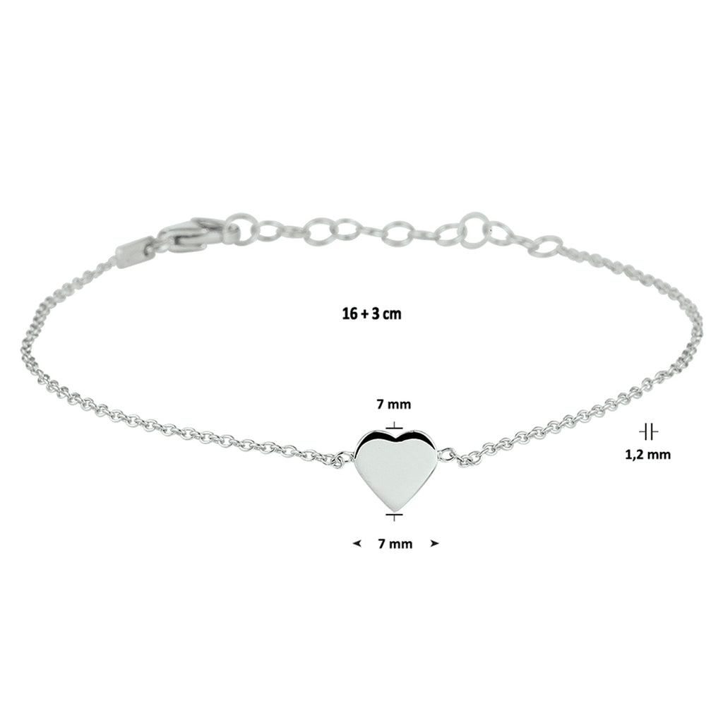 Armband Herz Silber rhodiniert