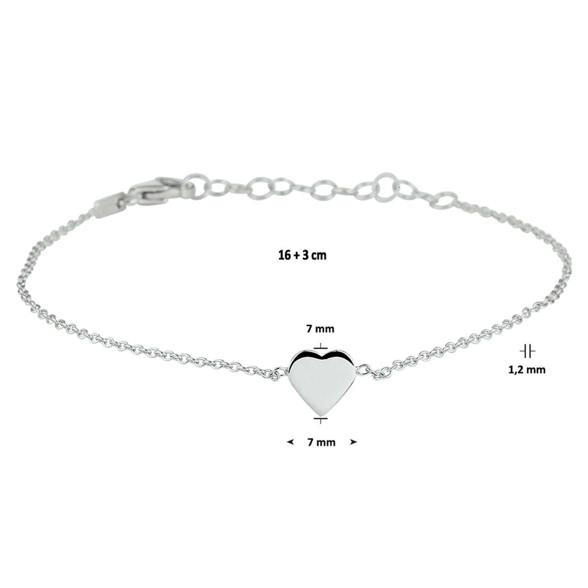 Armband Herz Silber rhodiniert