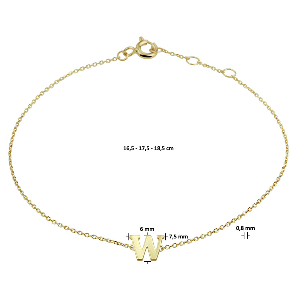 Armband Buchstabe 16,5 - 17,5 - 18,5 cm 14K Gelbgold