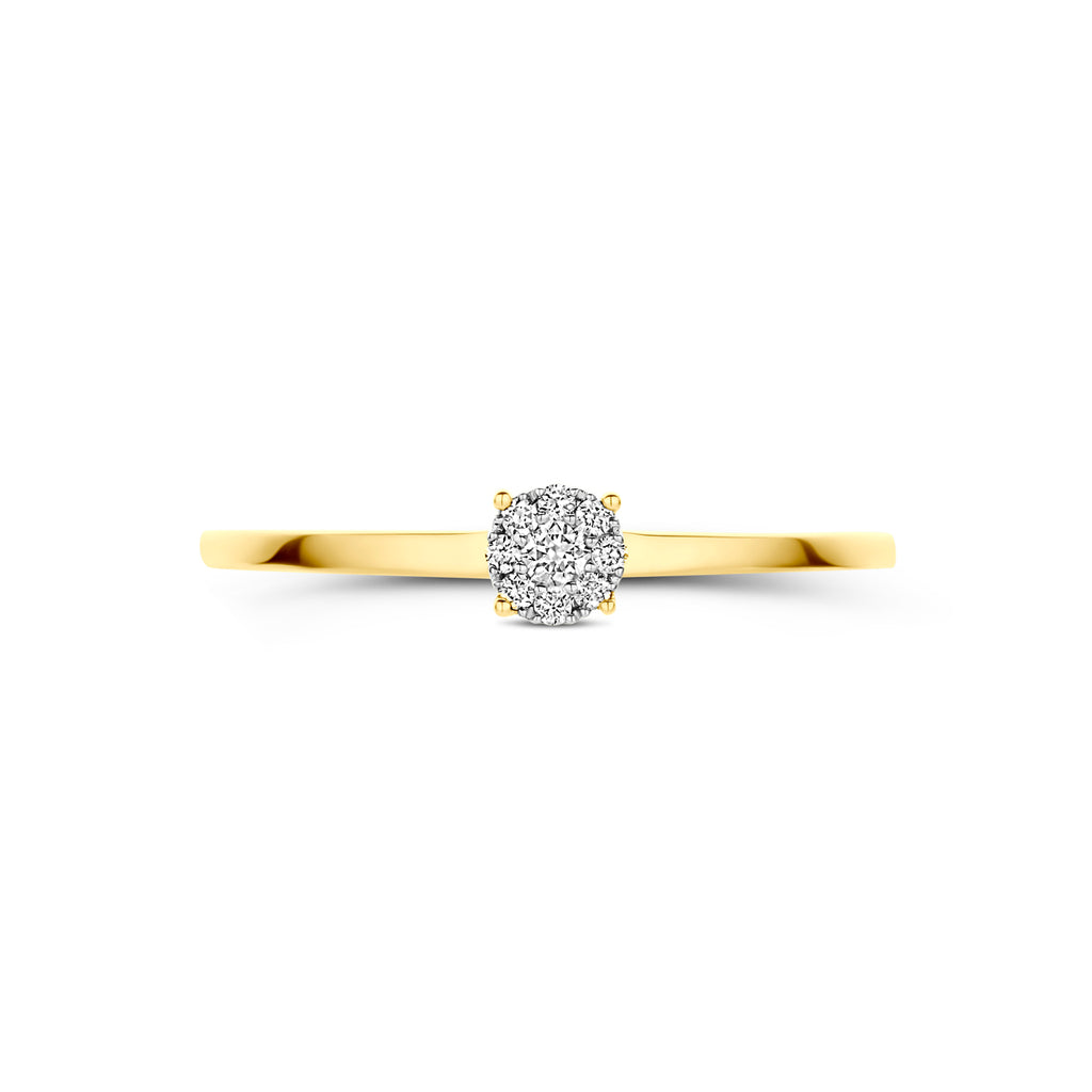 ring diamant 0.06ct h si 14K bicolor goud geel/wit