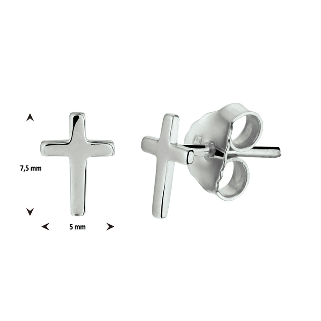 Kreuz-Ohrstecker aus rhodiniertem Silber