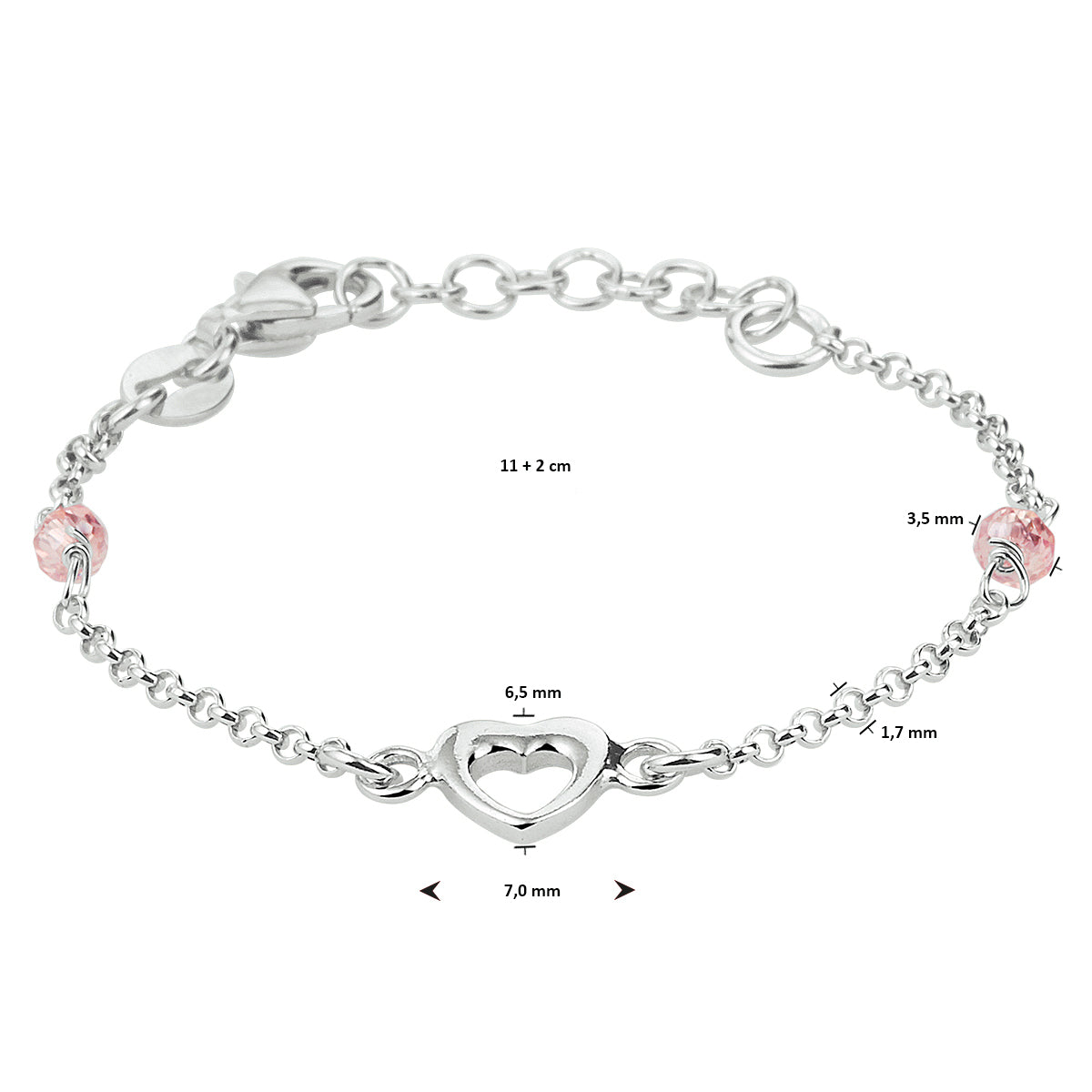 Armband Herz Silber rhodiniert