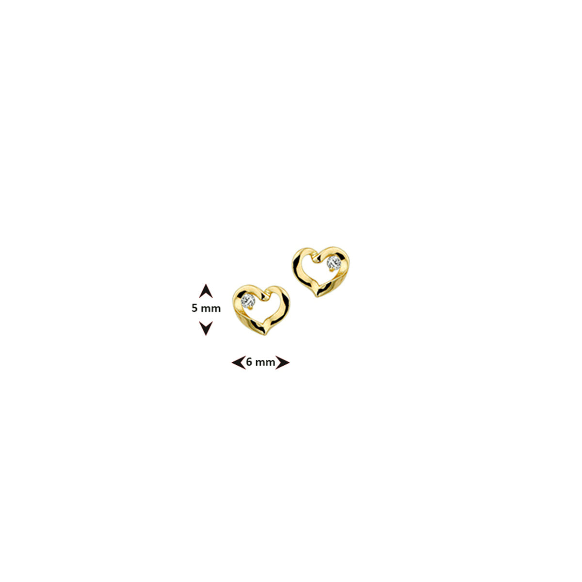 Ohrstecker Herz Zirkonia 14K Gelbgold