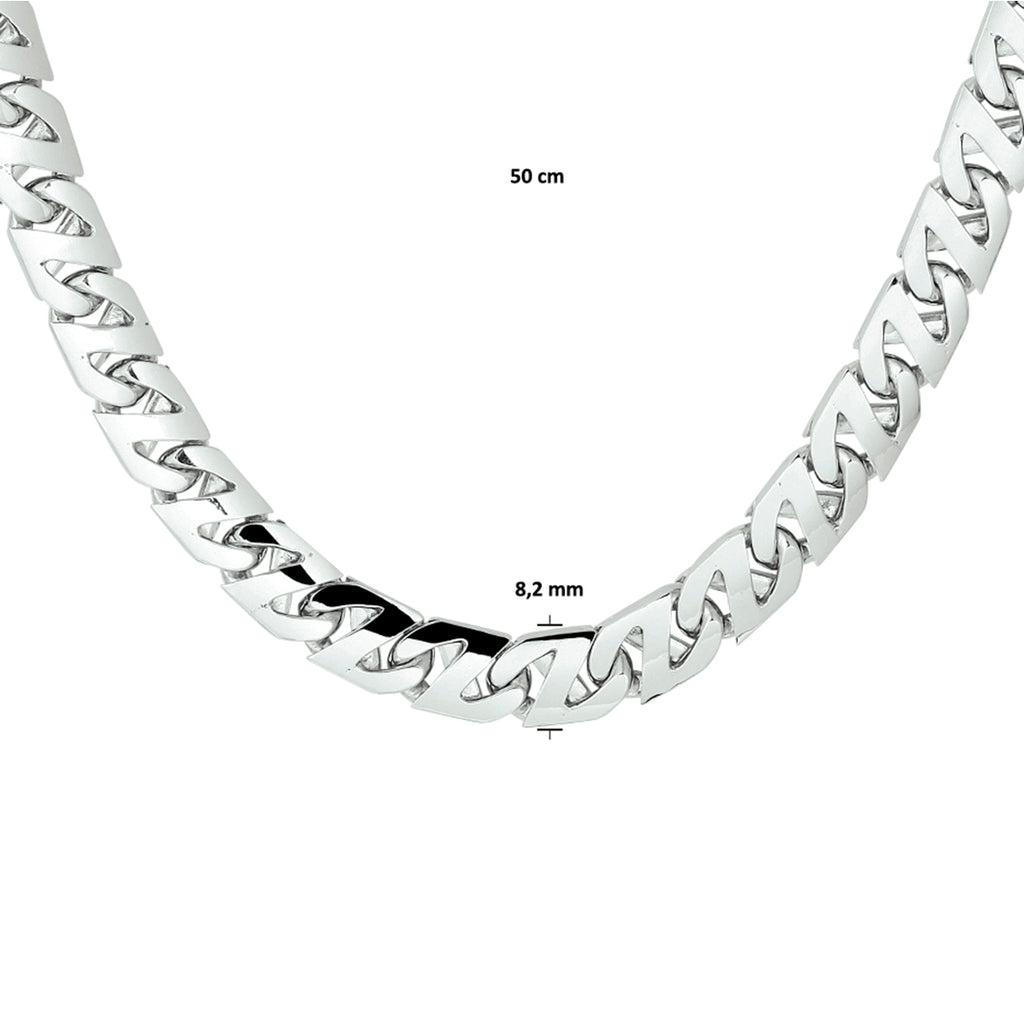 collier gourmette 8,2 mm zilver gerhodineerd