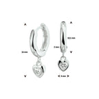 klapoorringen hart zirkonia zilver gerhodineerd