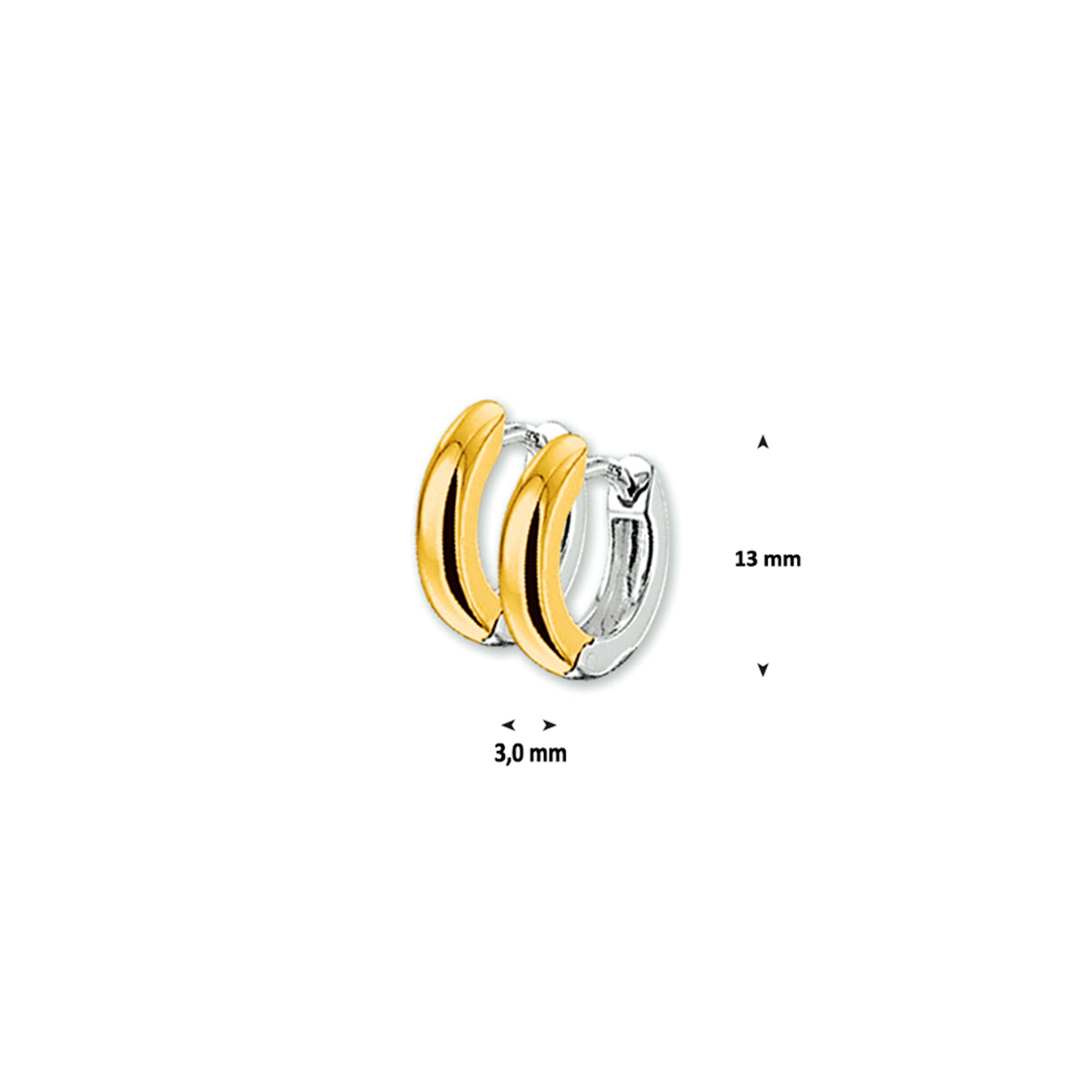 klapoorringen 3,0 mm bol 14K bicolor goud geel/wit - bol