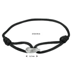 armband satijn zwart zirkonia 13 - 26 cm zilver gerhodineerd met rubber/nylon/leer
