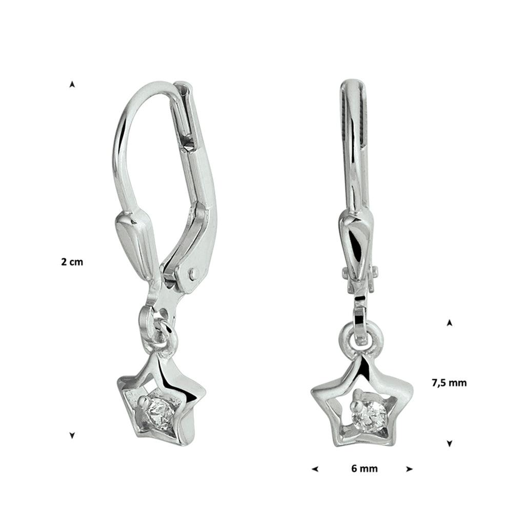 Ohrringe Stern Zirkonia Brisur Haken Silber rhodiniert