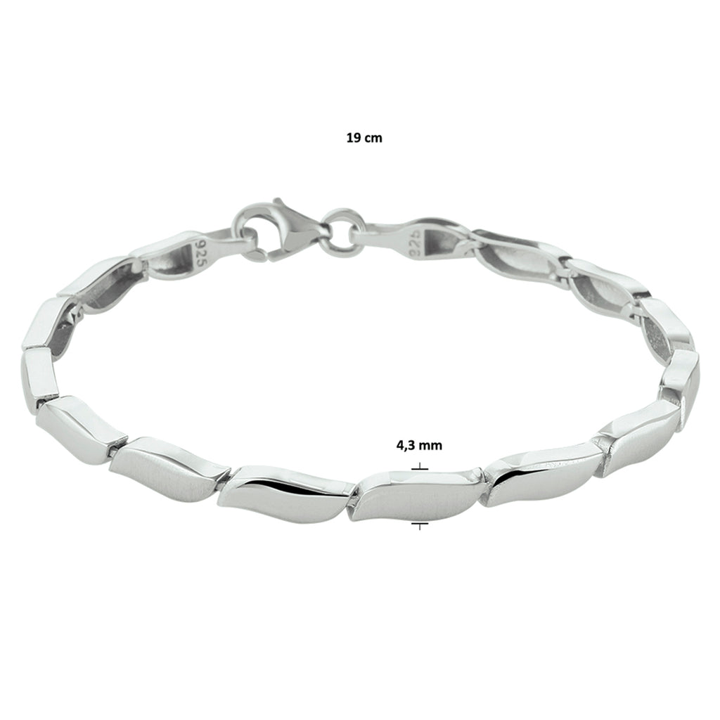 Armband poly/matt 4,3 mm 19 cm Silber rhodiniert